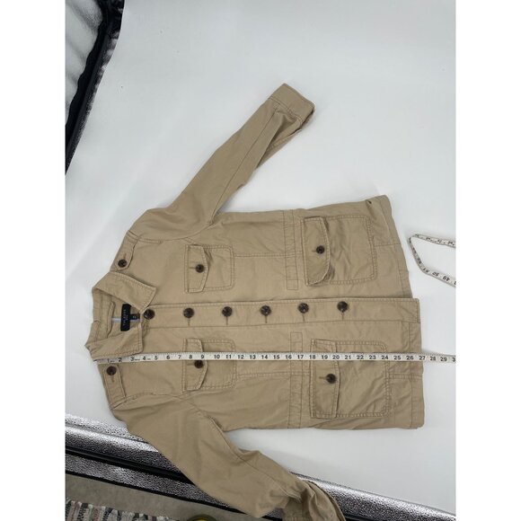 Talbots Petite Womens Medium Cotton Utility Jacket Beige Classic Minimalist - Picture 8 of 8